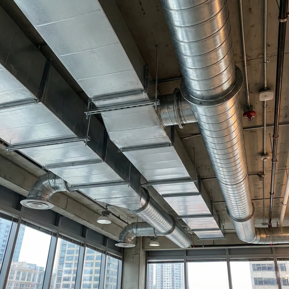 Ductos de aire acondicionado de lámina lisa galvanizada