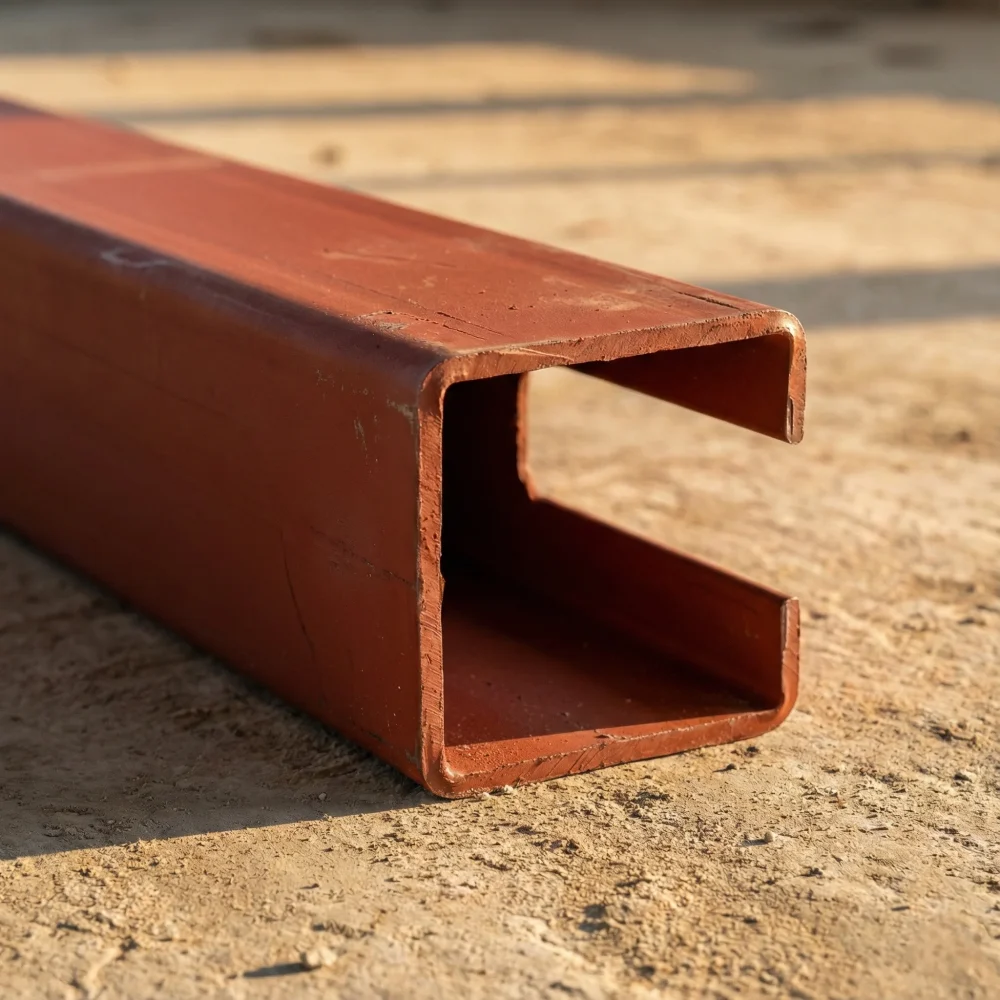 Perfil Monten tipo C estándar en acero negro o pintado para construcción de marcos y cubiertas.