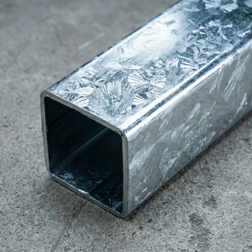 Perfil PTR galvanizado con recubrimiento de zinc resistente a la corrosión y la intemperie.