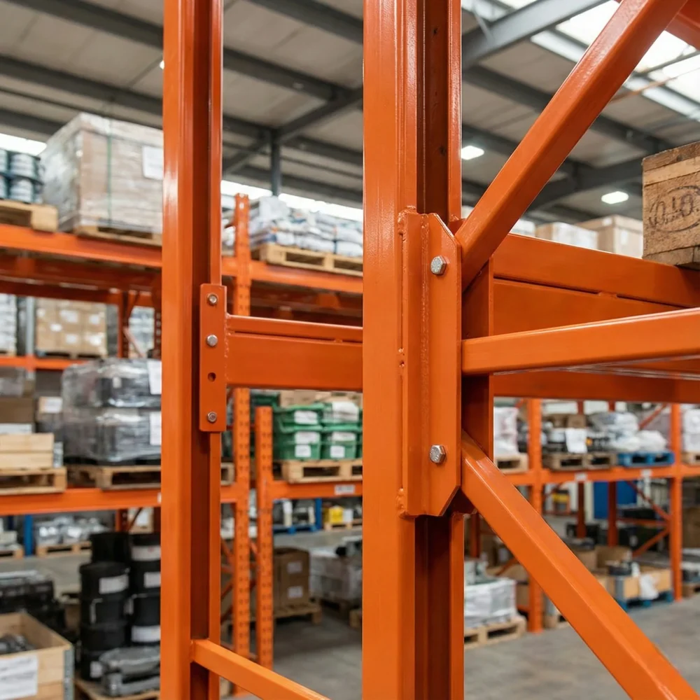 Estantería industrial de carga pesada (Racks) fabricada con perfiles PTR de alta resistencia.